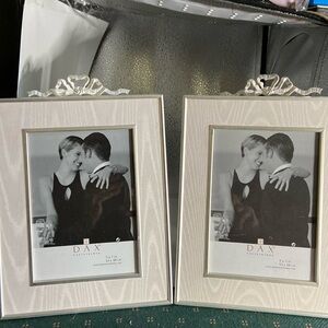 New picture frames pair (2) silver color with white satin fabric for 5x 7” photo